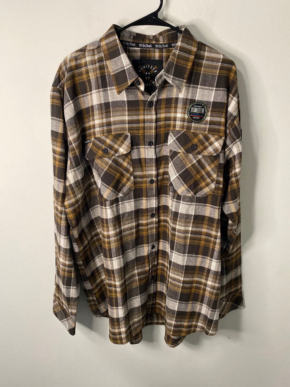 New Howitzer Patriot Long Sleeve Flannel Shirt, Size 2XL